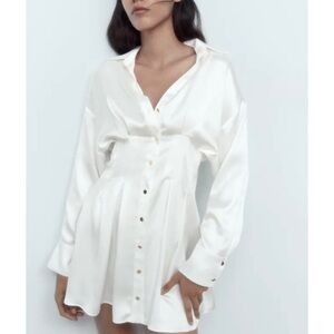 Zara darted satin effect mini dress BLOGGERS FAVORITE!!!!